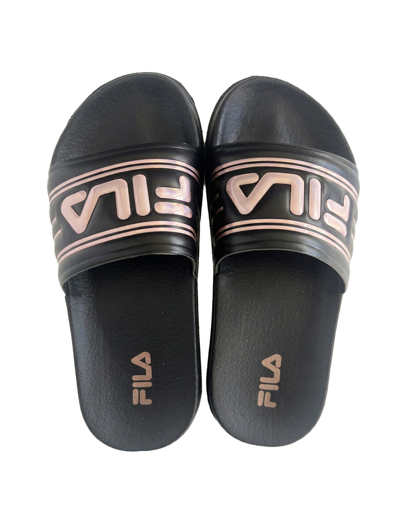 Chinelos Otranto Stripes Wmn Black-Iridescent Bronze