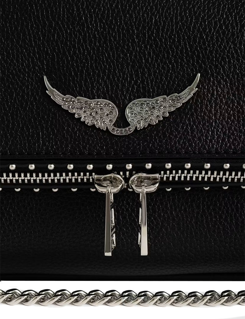 Rock Ii Grained Leather Studs Black