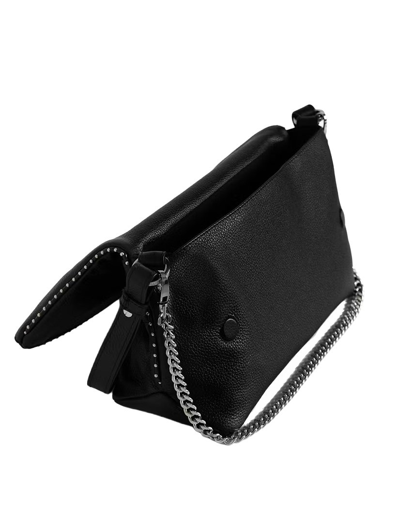 Rock Ii Grained Leather Studs Black