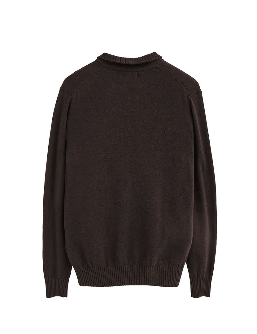 Camisola com meio fecho de lã GG12 Castano Escuro