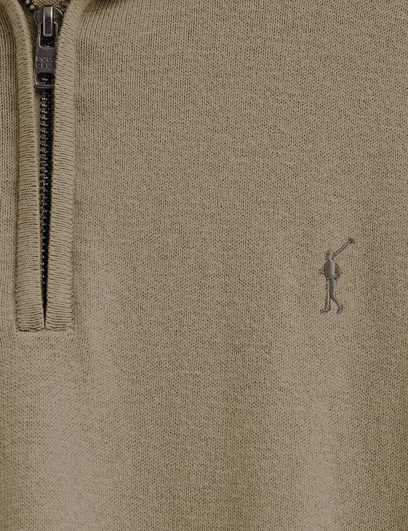 Camisola com meio fecho de lã GG12 Verde
