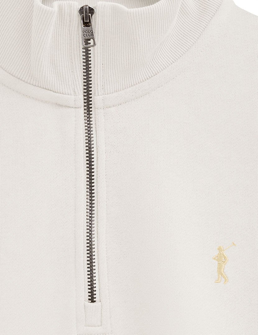 Sweatshirt com meio fecho regular fit Bege