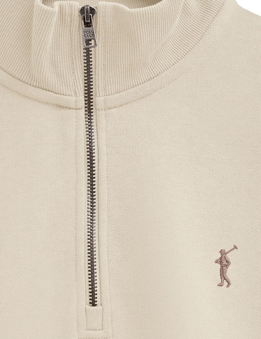 Sweatshirt com meio fecho regular fit Bege