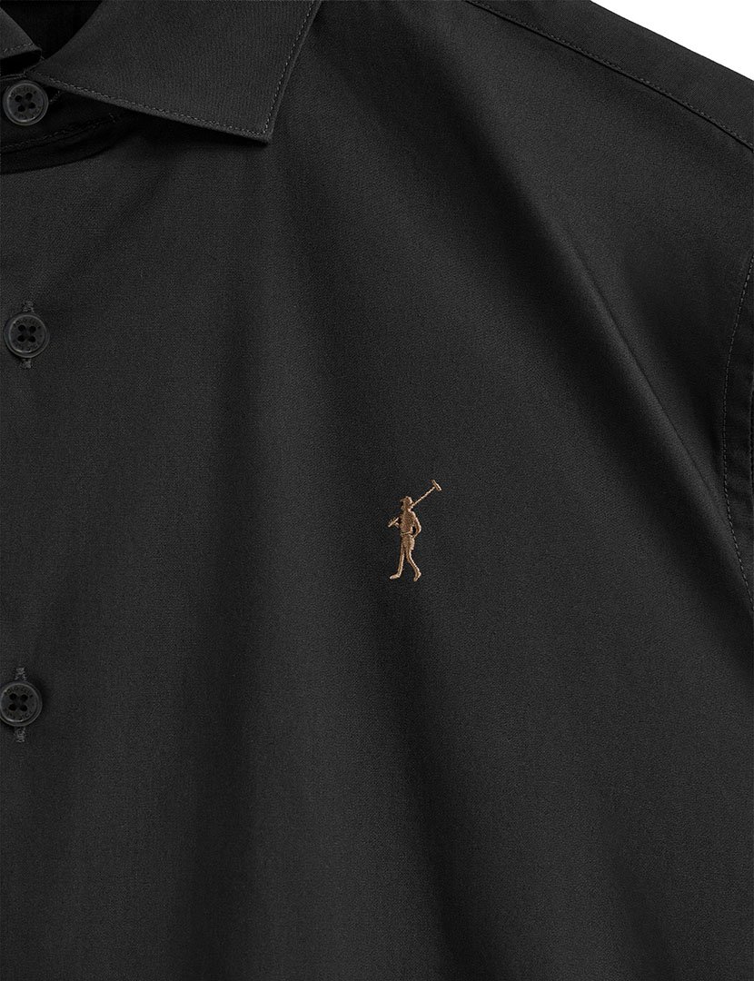 Camisa de manga comprida slim fit Preto