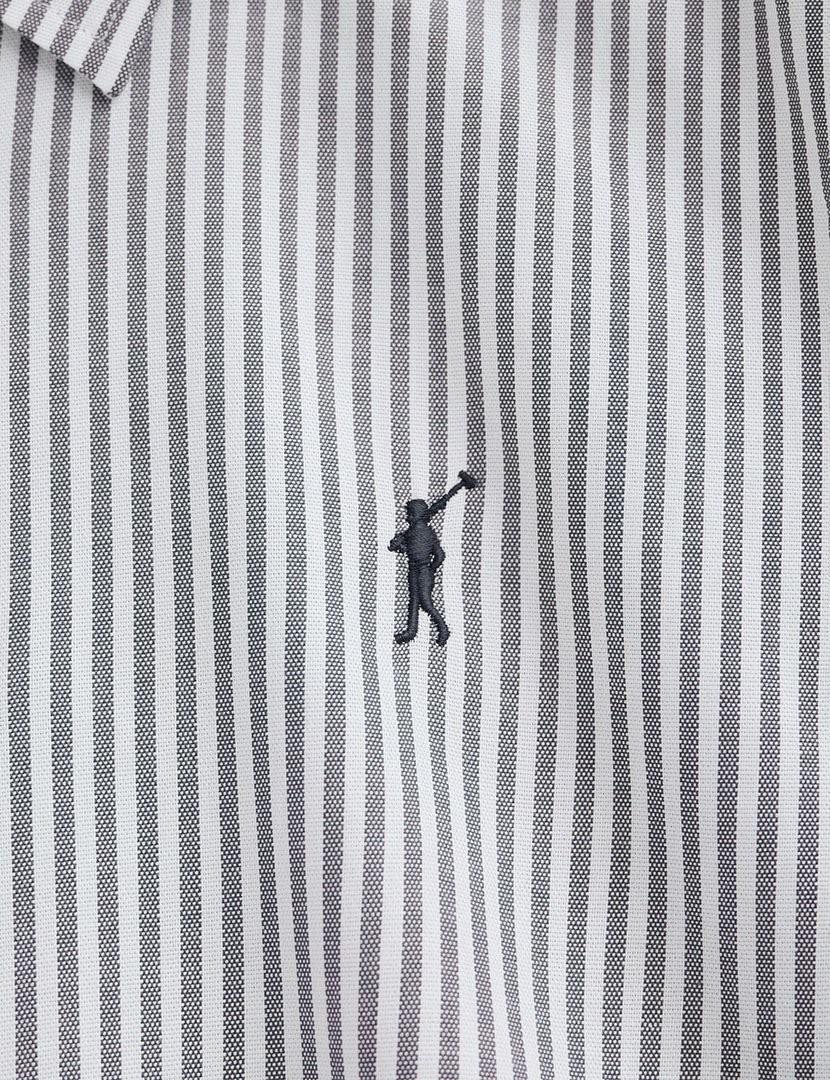 Camisa de manga comprida às riscas regular fit Azul Marinho