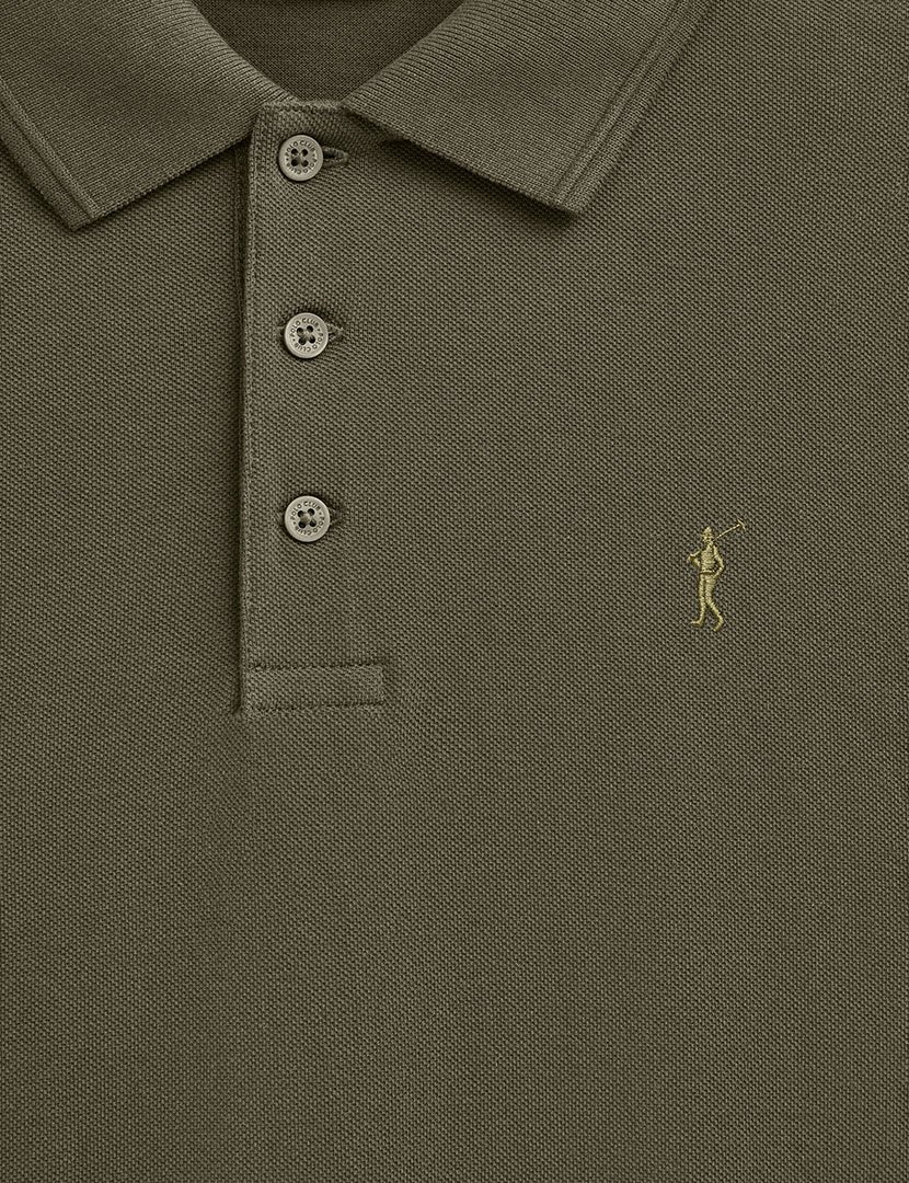 Pólo de manga comprida regular fit Verde Militar