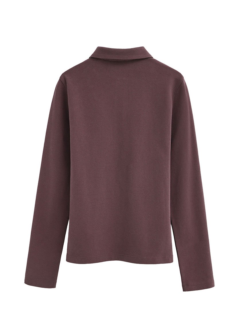 Pólo de manga comprida slim fit Ameixa