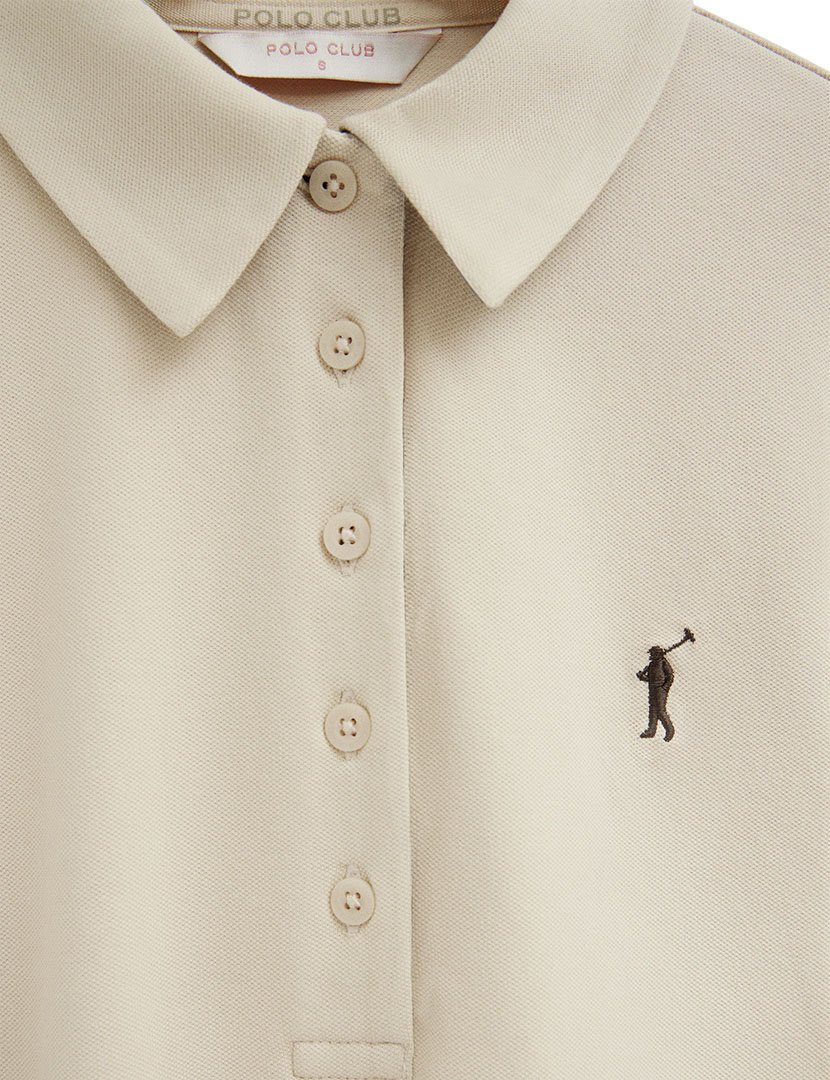 Pólo de manga comprida slim fit Bege