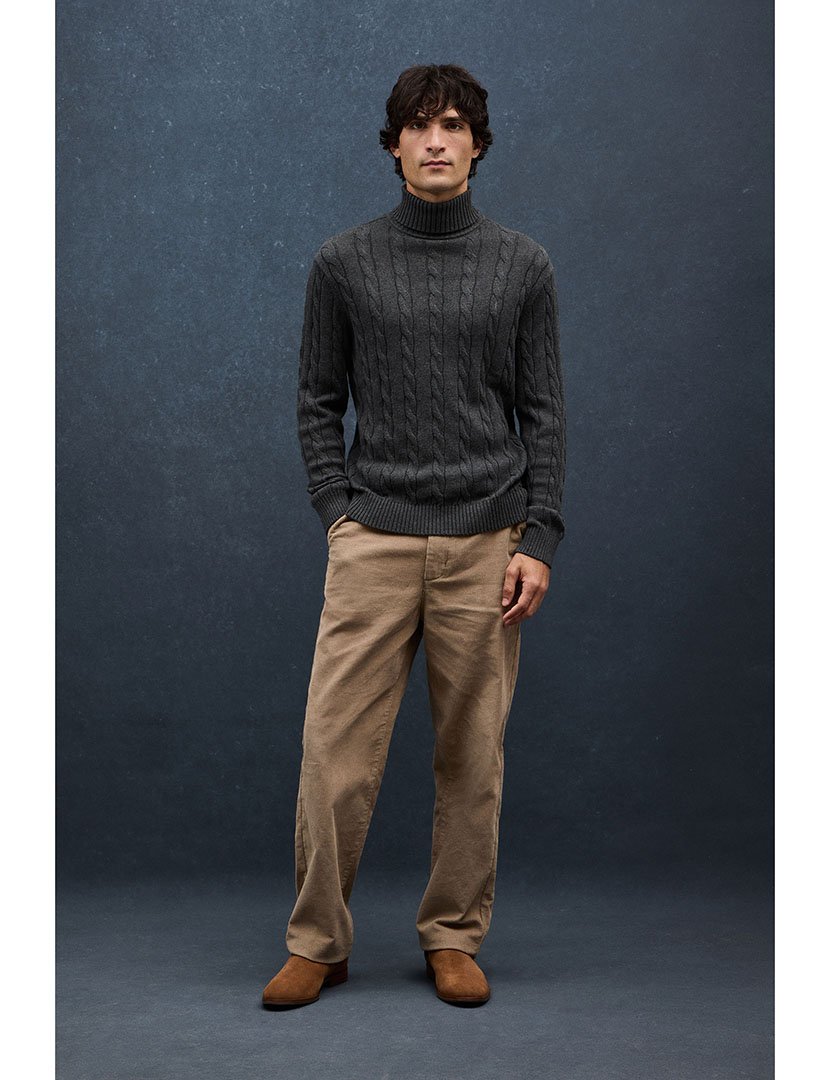 Camisola de gola alta de lã GG9 Cinzento