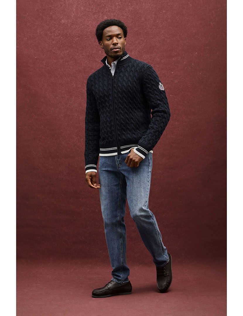 Cardigan emblema náutico GG5 Azul Marinho