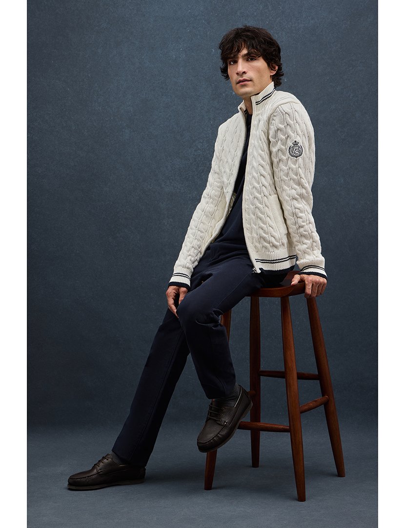 Cardigan emblema náutico GG5 Bege