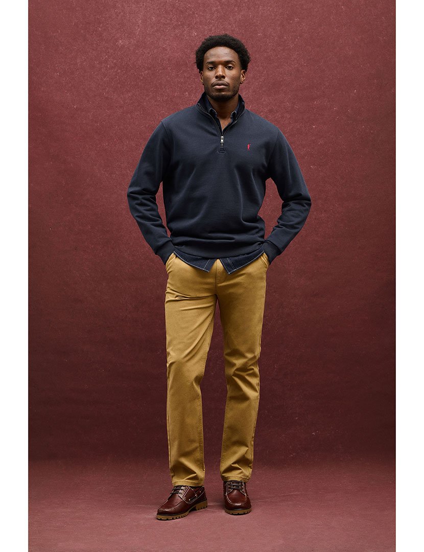 Sweatshirt com meio fecho regular fit Azul Marinho