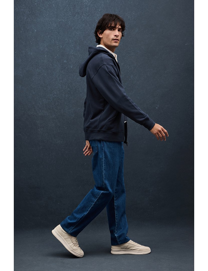 Sweatshirt com fecho Azul Marinho