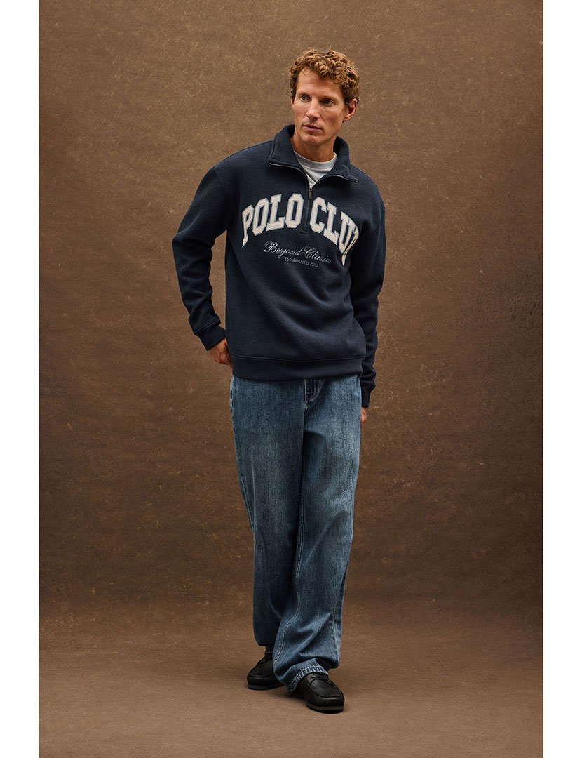 Sweatshirt com meio fecho Seldon Azul Marinho