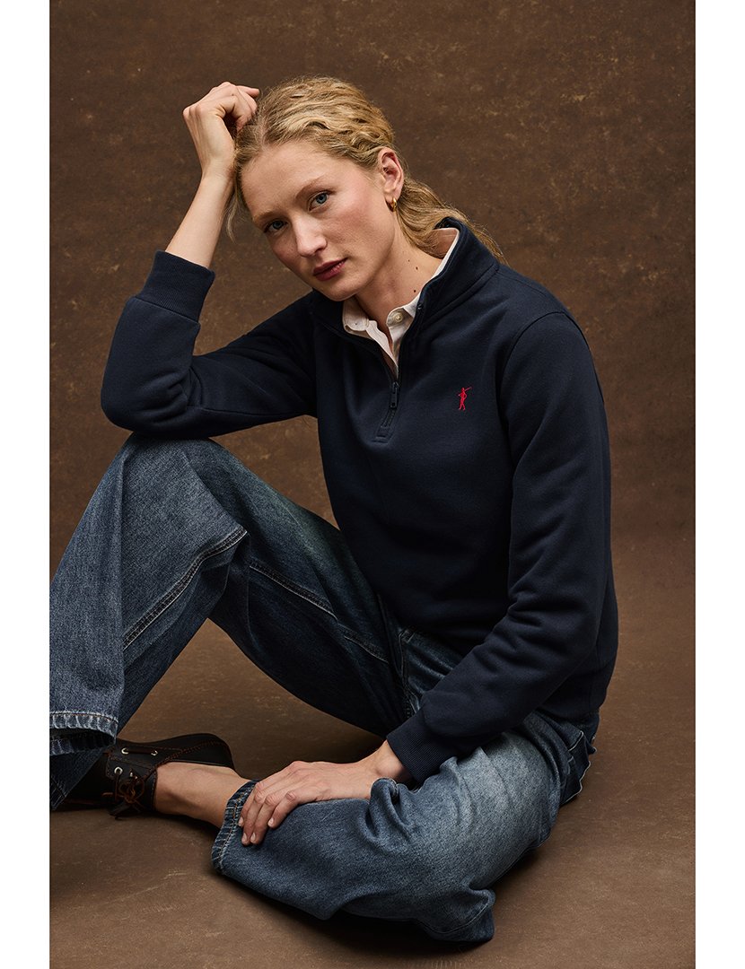 Sweatshirt com meio fecho Seldon Azul Marinho