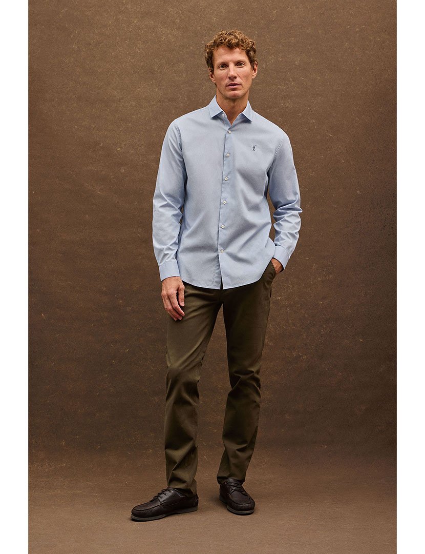 Camisa de manga comprida slim fit Azul Claro
