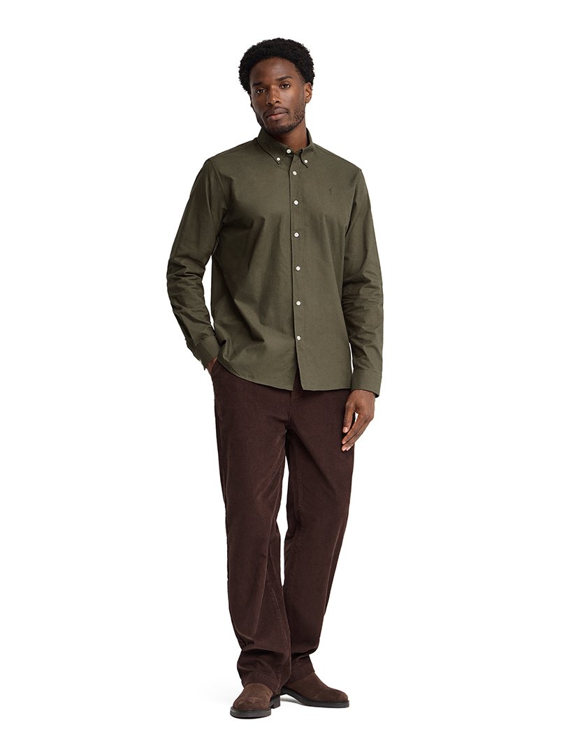Camisa de manga comprida Oxford Verde Militar