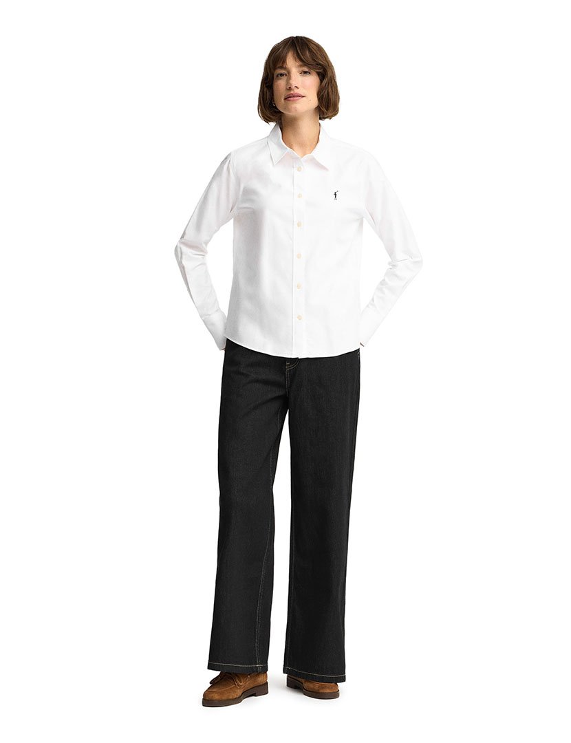 Camisa de manga comprida Oxford Branco