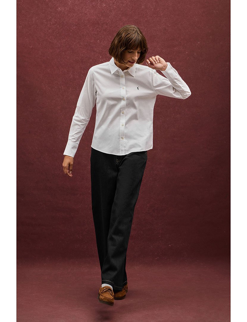 Camisa de manga comprida Oxford Branco