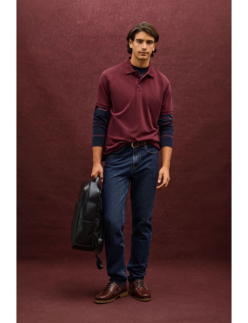 Pólo regular fit Bordô