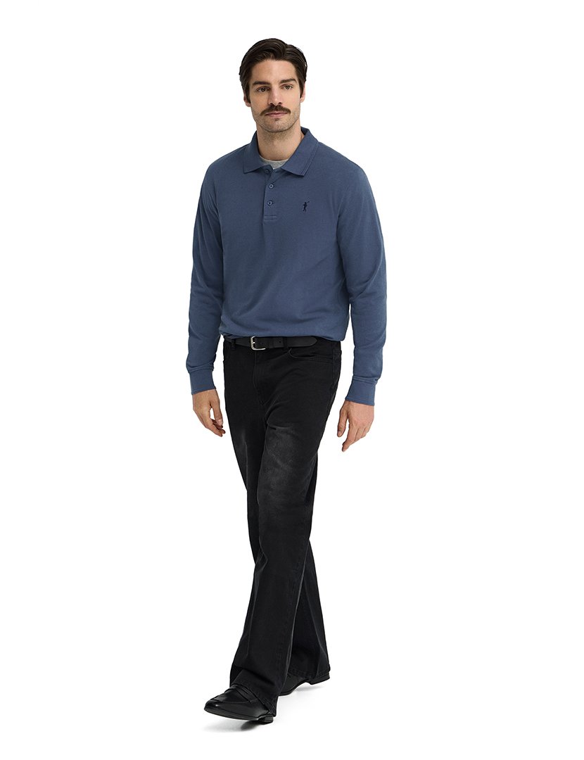 Pólo de manga comprida regular fit Azul