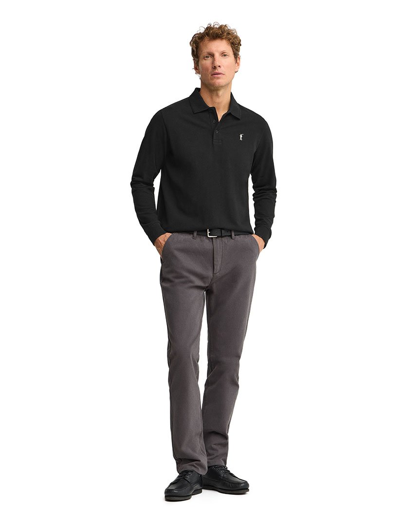 Pólo de manga comprida regular fit Preto