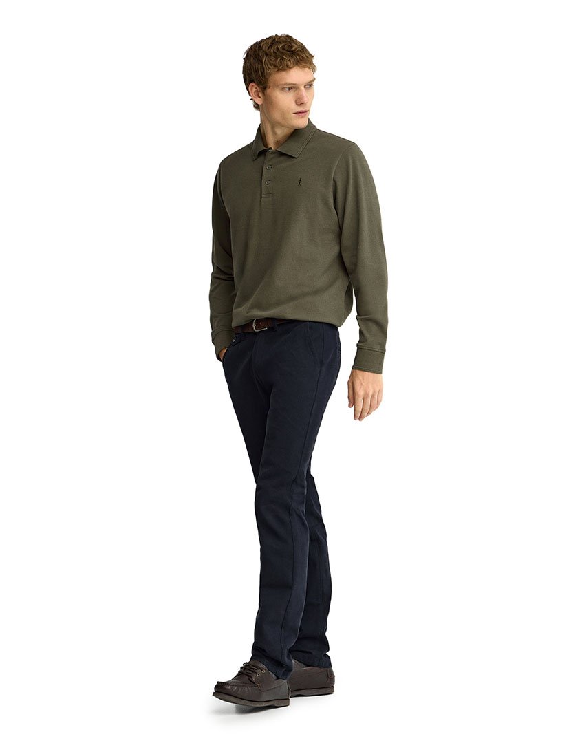 Pólo de manga comprida regular fit Verde Militar
