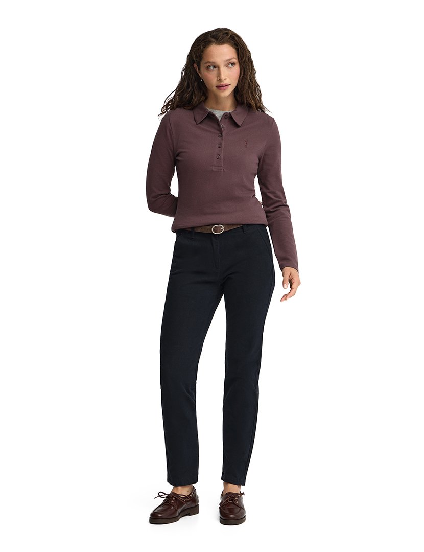 Pólo de manga comprida slim fit Ameixa