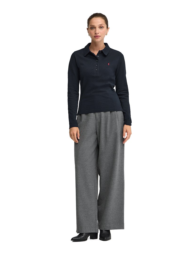Pólo de manga comprida slim fit Azul Marinho