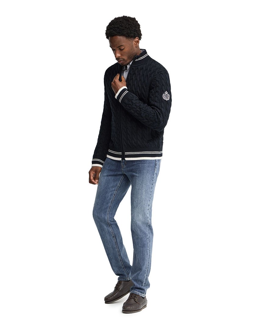 Cardigan emblema náutico GG5 Azul Marinho