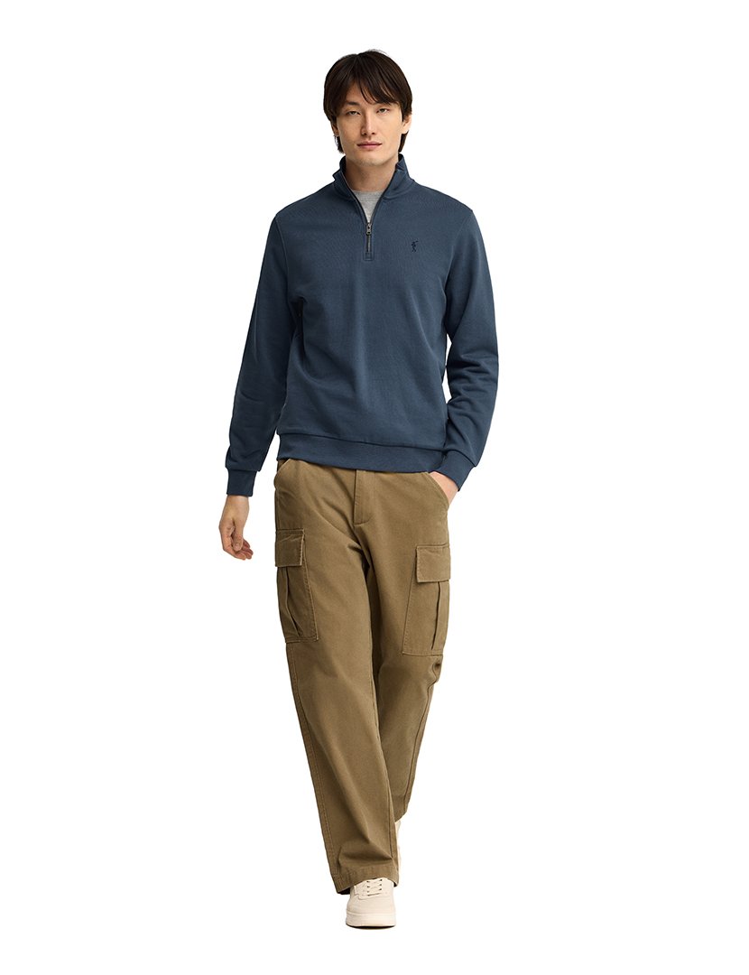 Sweatshirt com meio fecho regular fit Azul