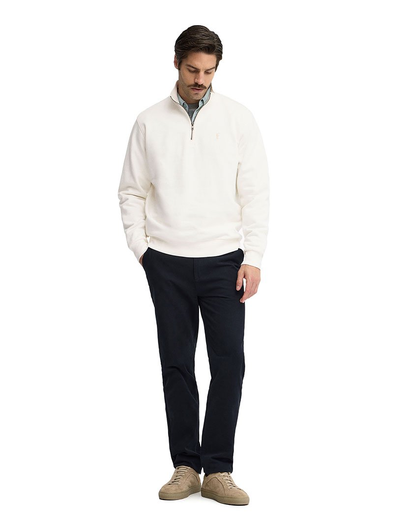 Sweatshirt com meio fecho regular fit Bege