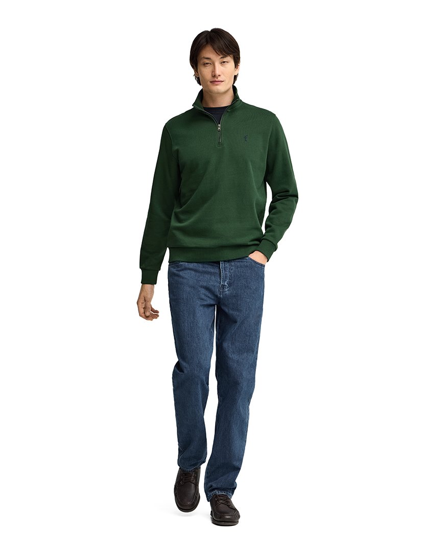 Sweatshirt com meio fecho regular fit Verde