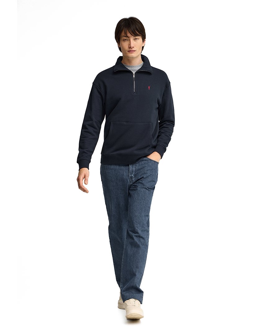 Sweatshirt com meio fecho Azul Marinho