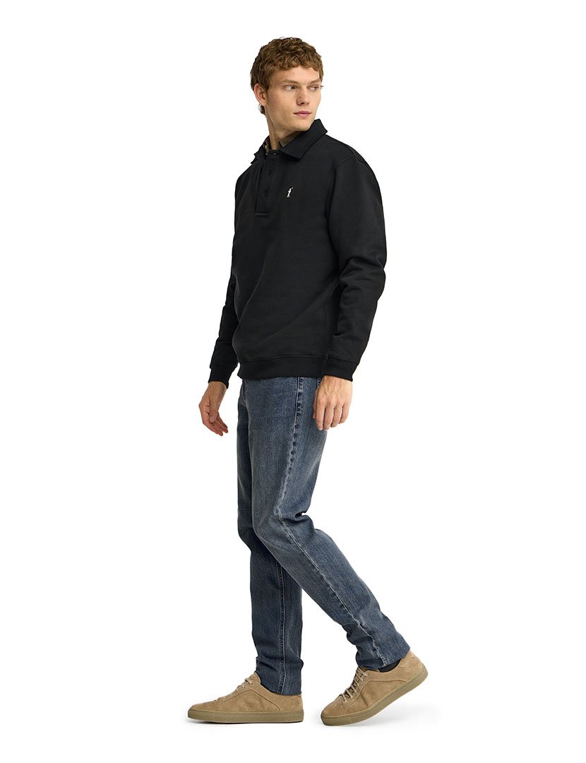 Pólo de manga comprida regular fit Preto