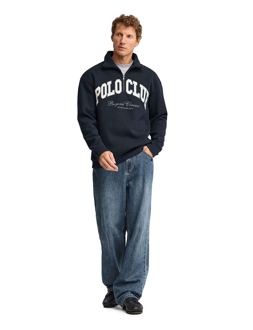 Sweatshirt com meio fecho Seldon Azul Marinho
