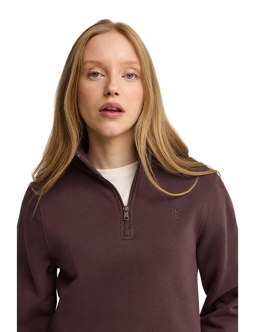 Sweatshirt com meio fecho Seldon Ameixa