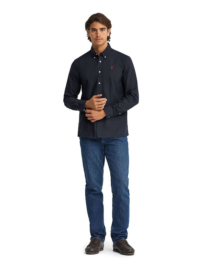 Camisa de manga comprida Oxford Azul Marinho