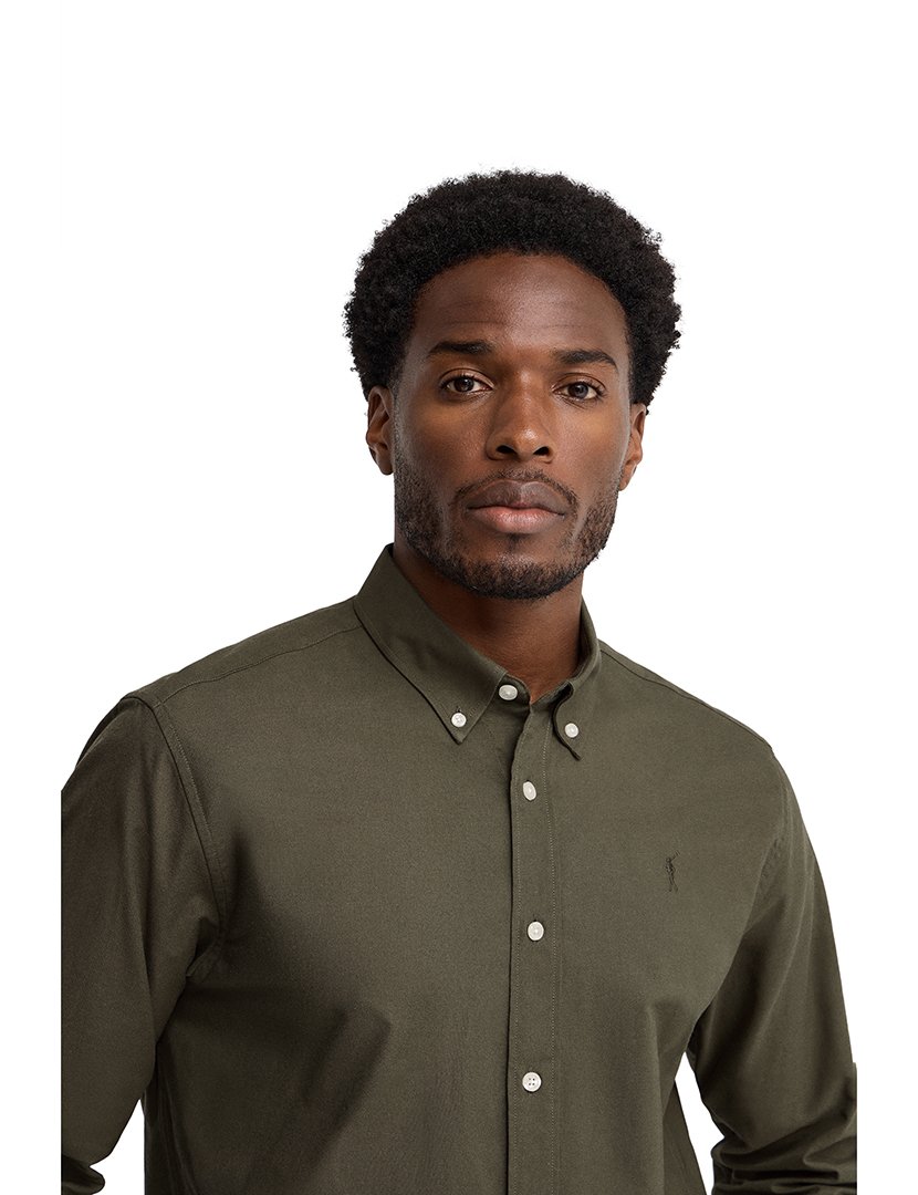 Camisa de manga comprida Oxford Verde Militar