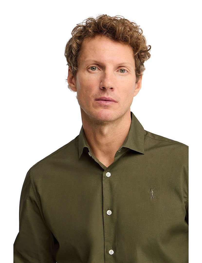 Camisa de manga comprida slim fit Verde Olive