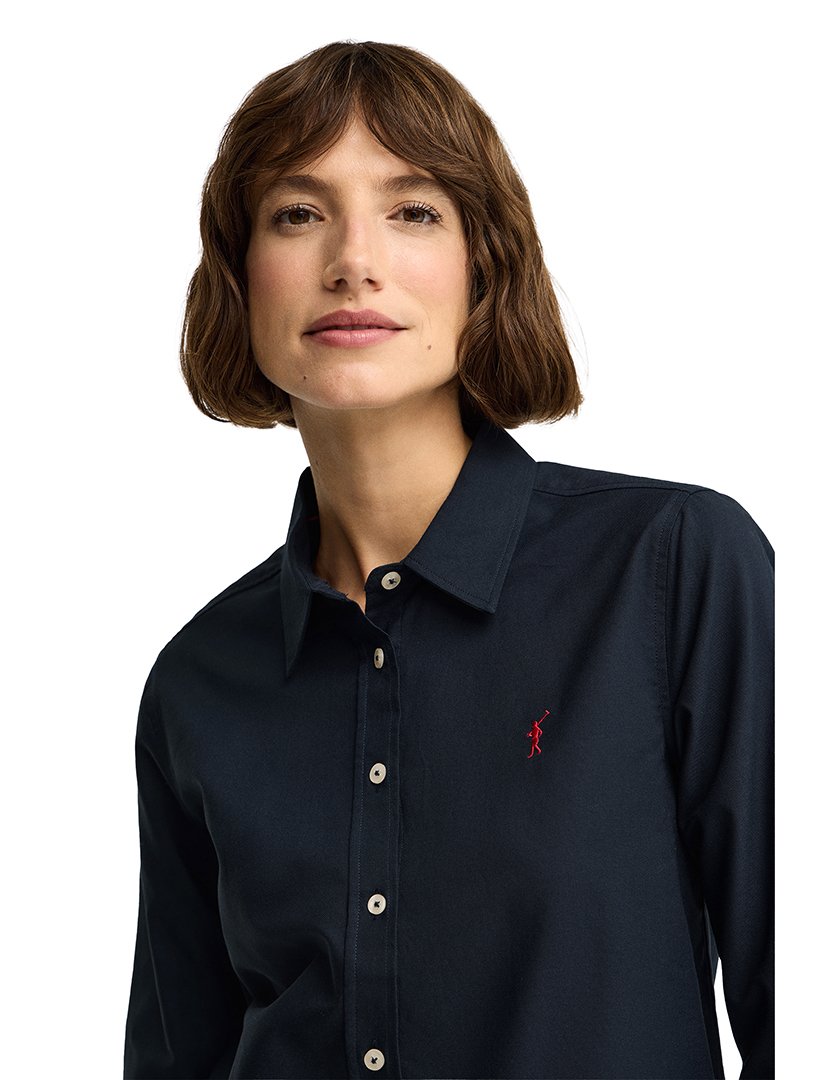 Camisa de manga comprida Oxford Azul Marinho