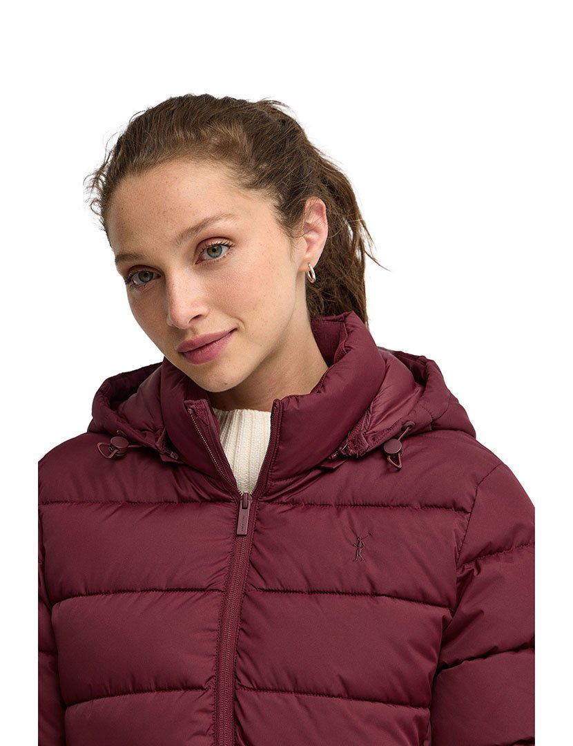 Casaco ultralight com capuz Bruna Bordô