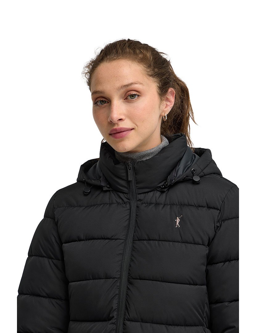 Casaco ultralight com capuz Bruna Preto