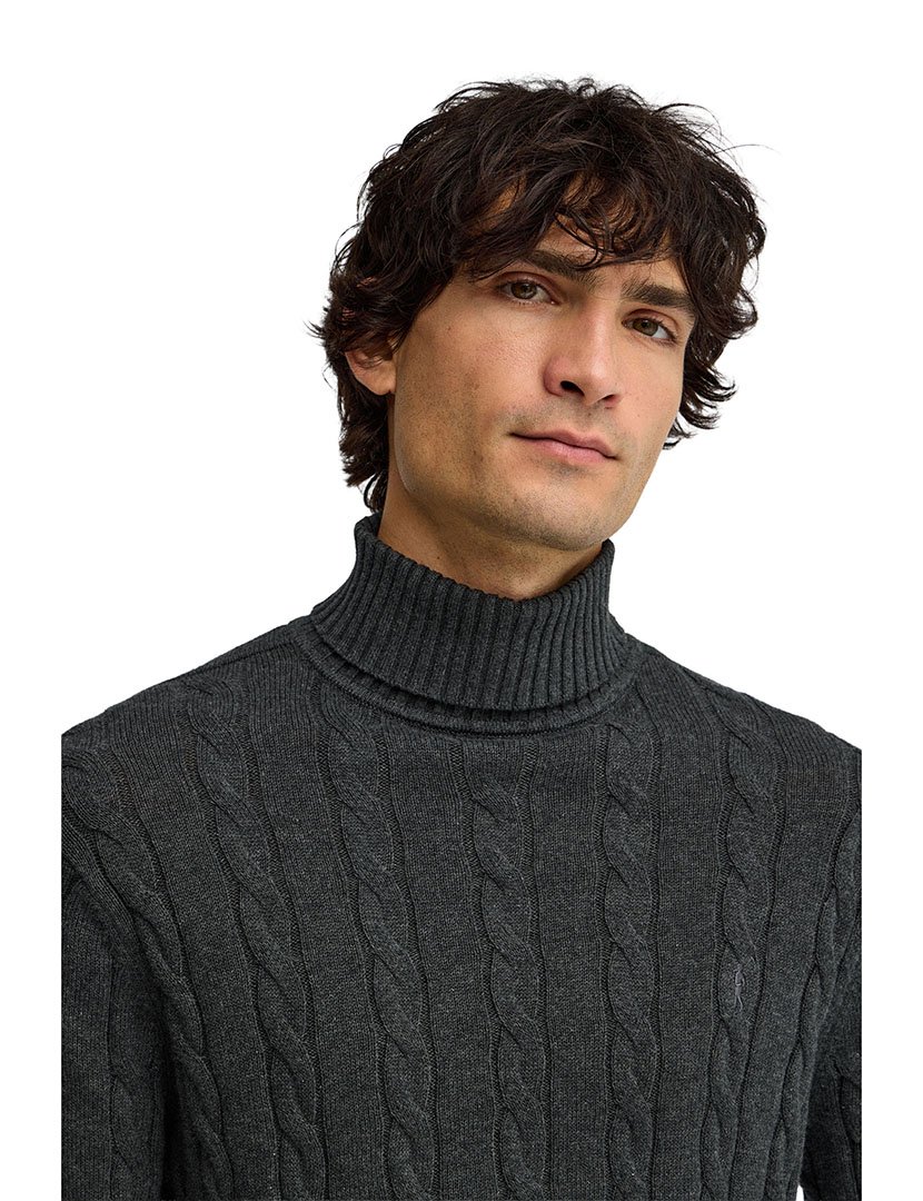 Camisola de gola alta de lã GG9 Cinzento