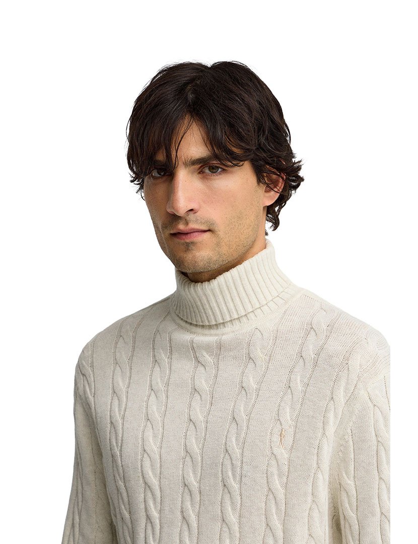 Camisola de gola alta de lã GG9 Bege