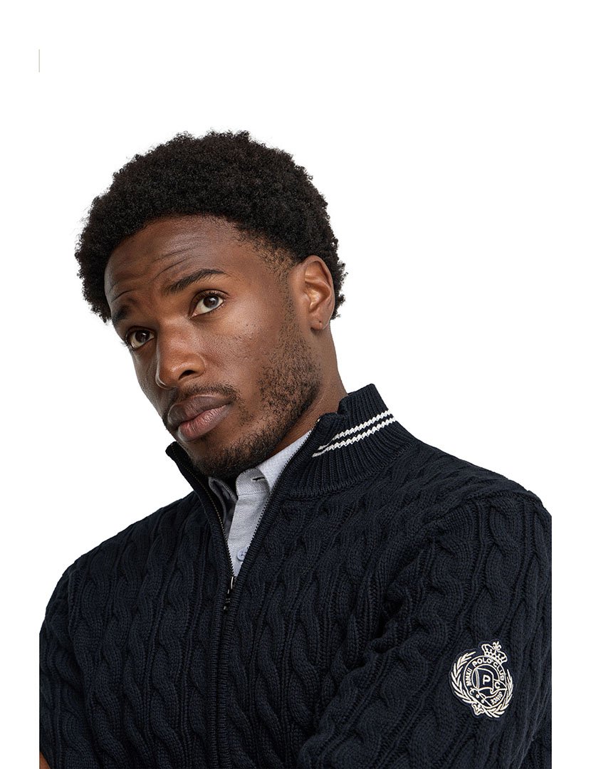 Cardigan emblema náutico GG5 Azul Marinho