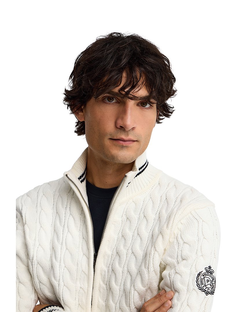 Cardigan emblema náutico GG5 Bege