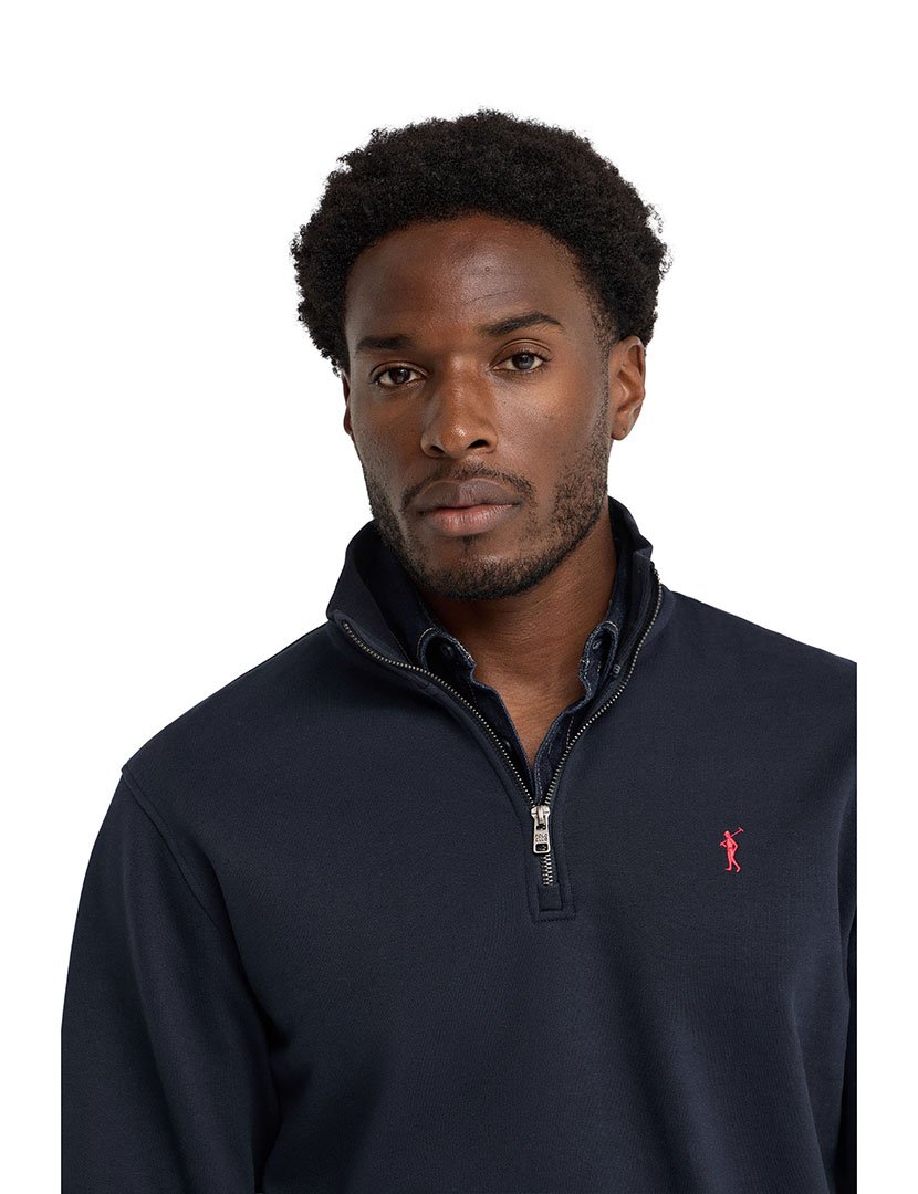 Sweatshirt com meio fecho regular fit Azul Marinho