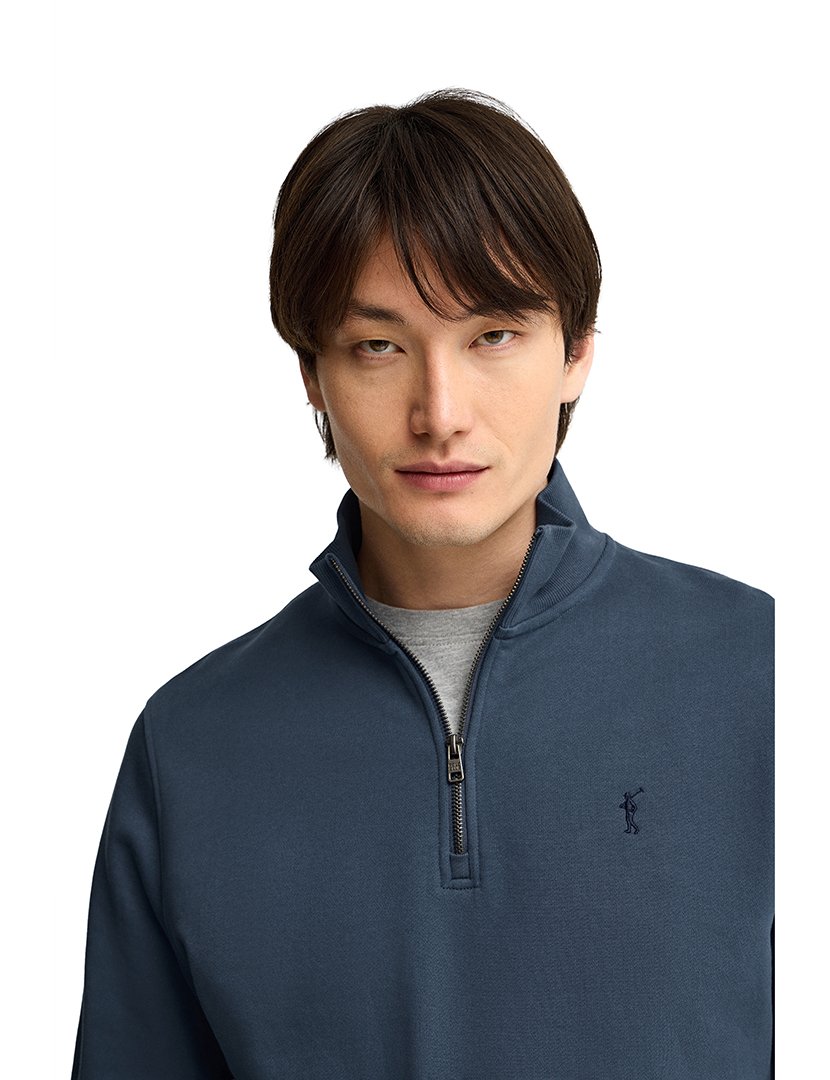 Sweatshirt com meio fecho regular fit Azul