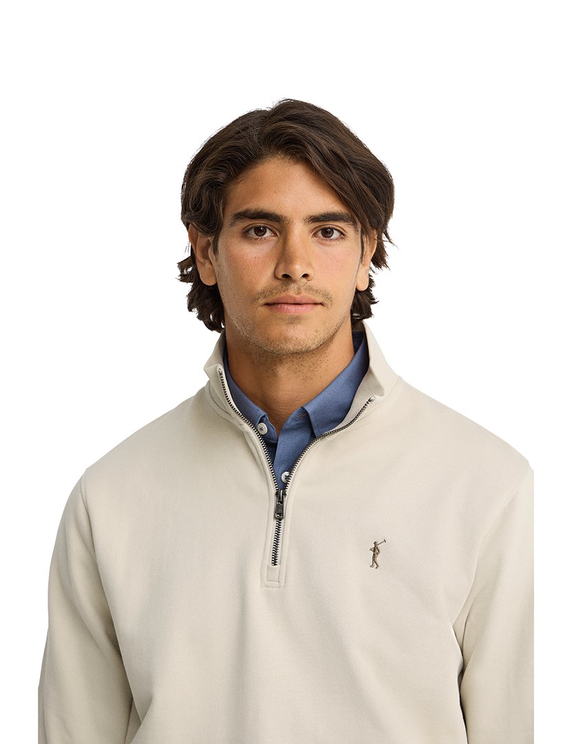 Sweatshirt com meio fecho regular fit Bege